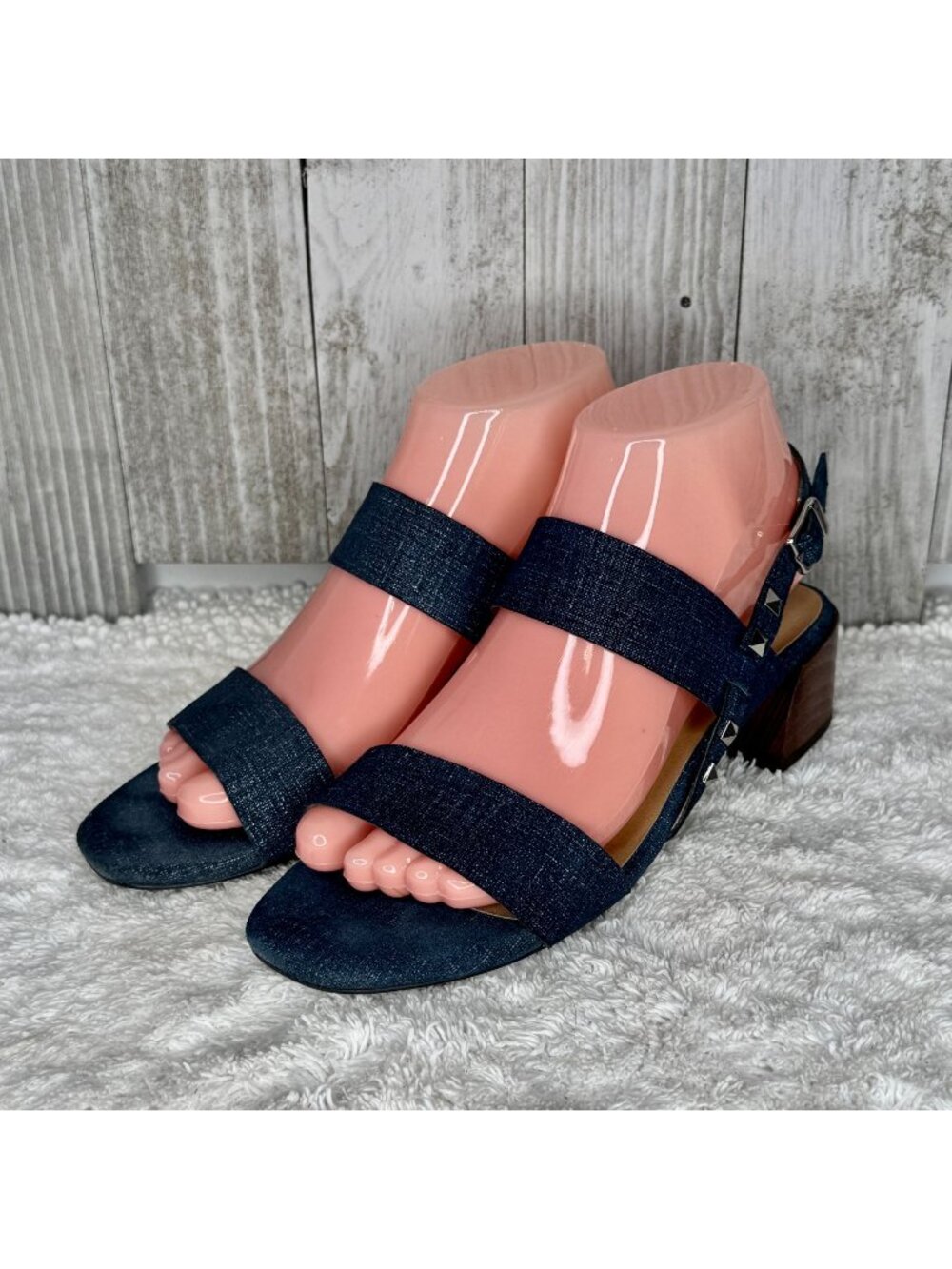 Van Eli Levana Studded Denim Slingback Sandals Size 7M